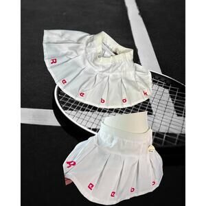 Deadstock Volup Vintage 80s Reebok White Red Spellout Mini Tennis Skirt Size 14